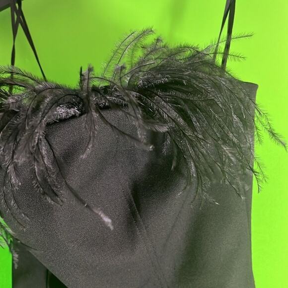 Marcella Lira $490 Black Strapless Dress with removable ostrich feathers Size 2 - Picture 7 of 9